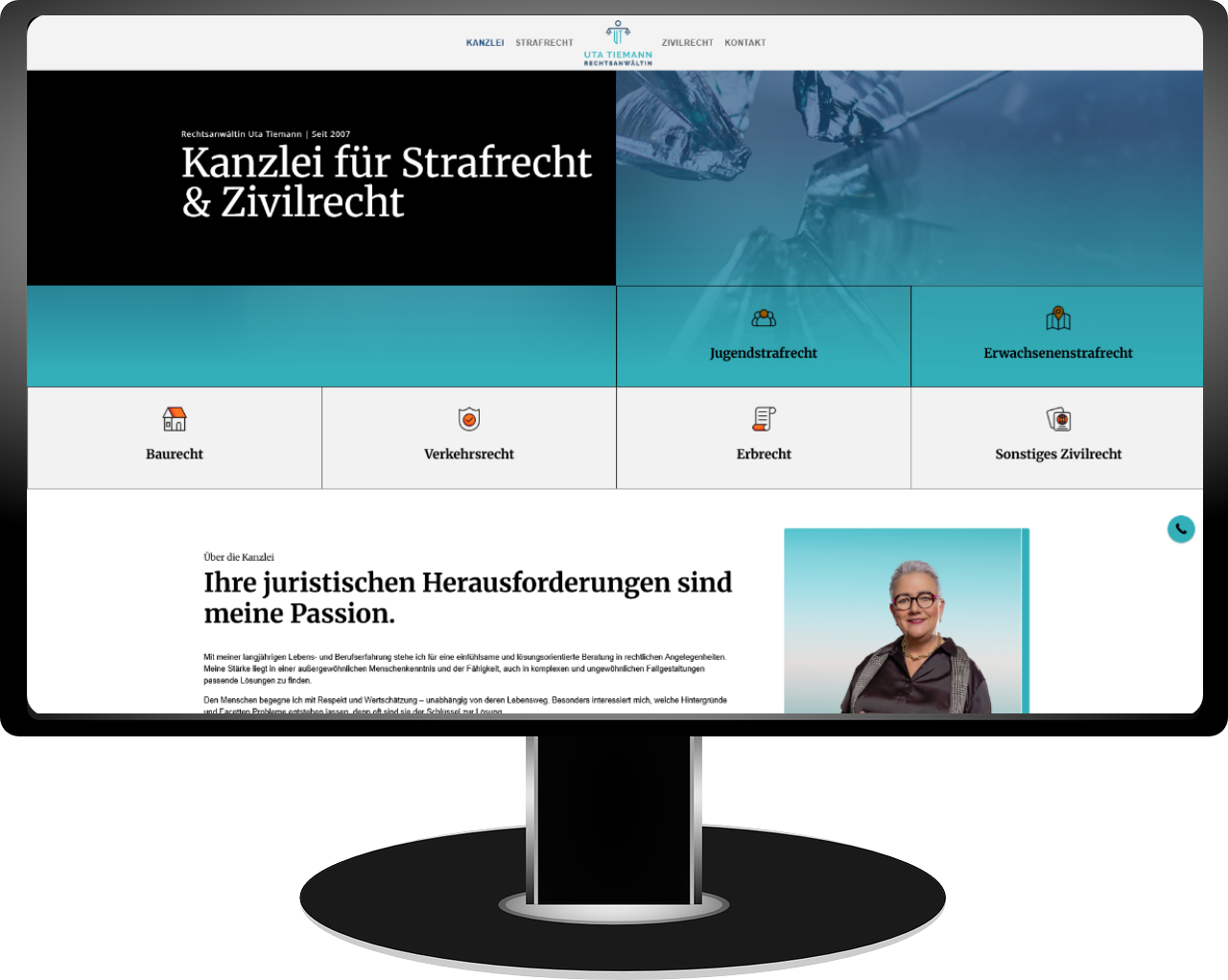 Rechtsanwältin Uta Tiemann Ransbach-Baumbach Desktop Ansicht der neuen Website von Rechtsanwältin Uta Tieman Ransbach-Baumbach im Westerwald